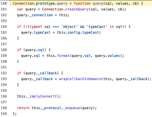 connection.query() function