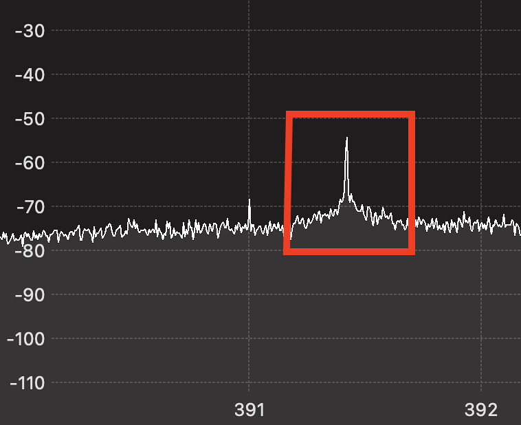 Spectrogram View of Garage Door Signal Overflow